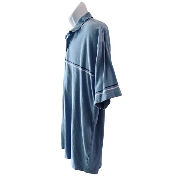 Faded Glory Authentic Mens 2XL Polo Shirt Blue Striped 100% Cotton Short Sleeve - Picture 4 of 6